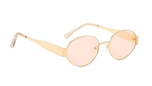 CREEK Retro Oval Sunglasses Unisex - Matte Gold-Pink