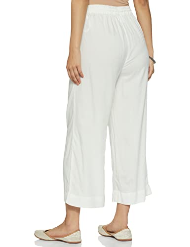 Max Women Off White Rayon Palazzos - Image 2