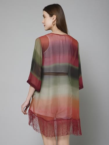 Kimono Shrug for Women - Purple & Green - Image 3