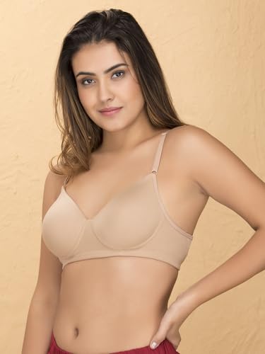 Clovia Women's Cotton Solid Wire Free T-Shirt Bra - Beige - Image 2