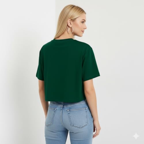 TOPLOT Heart Printed Crop Top for Women - Olive - Image 4