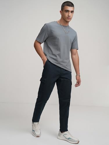 Highlander Men's Navy Tapered Cargo Trousers - Image 2