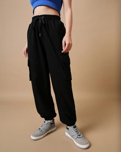 Bewakoof Women's Solid Joggers - Black - Image 2