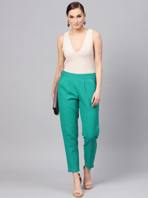 Moirai Cotton Trousers for Women - Rama Green - Image 5
