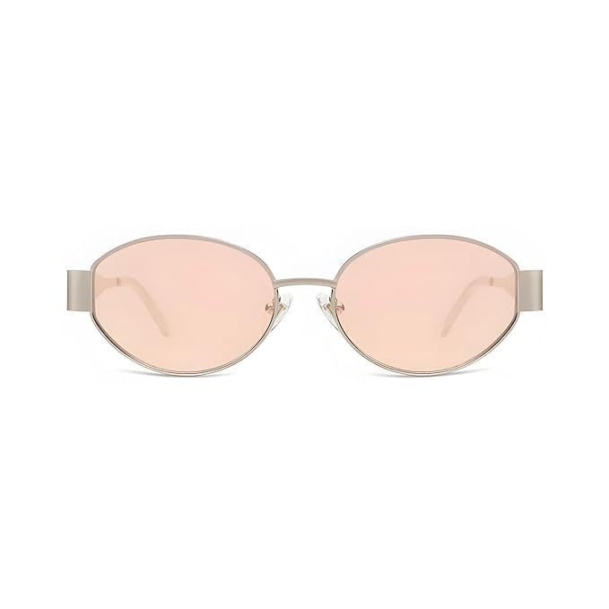 CREEK Retro Oval Sunglasses Unisex - Matte Gold-Pink - Image 2