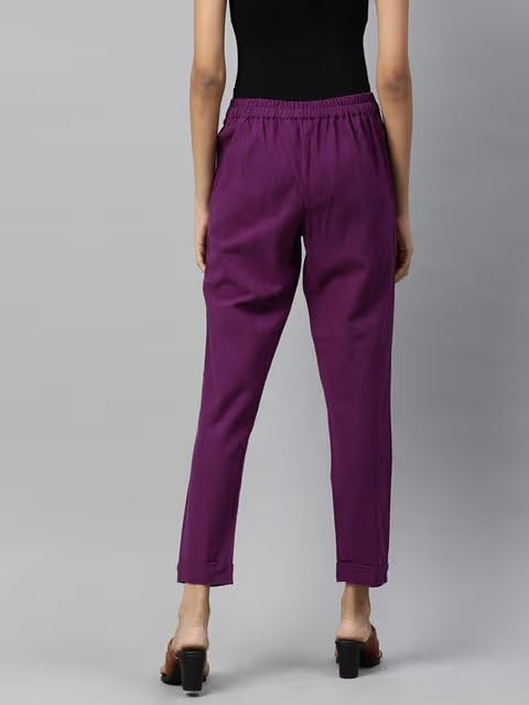 DIGITAL Women Cotton Trouser Pant - Purple - Image 2