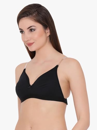 Clovia Women's Cotton Non-Padded Wire Free T-Shirt Bra - Black - Image 4