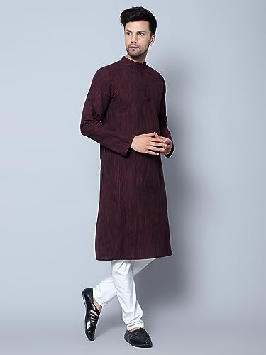 LATEST CHIKAN Maroon Textured Kurta for Men - Image 3