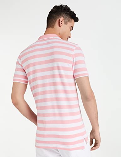 Symbol Men's Striped Polo Shirt - Pink & White - Image 2
