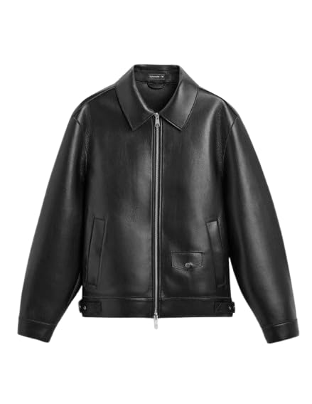 YUNKU Men's Black Faux Leather Jacket
