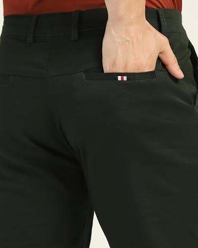 TOPLOT Men's Olive Casual Trousers - Lycra Cotton - Image 3