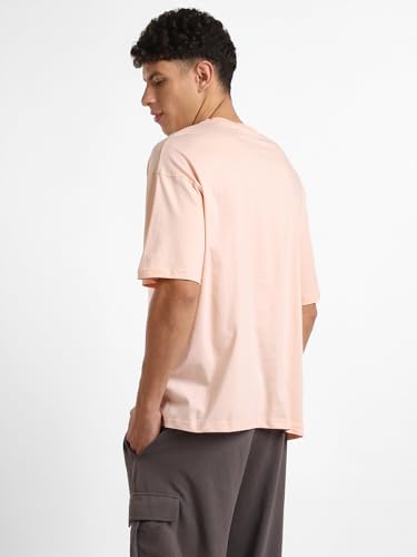 Nobero Men's Cotton Solid Oversized T-Shirt - Blush - Image 4