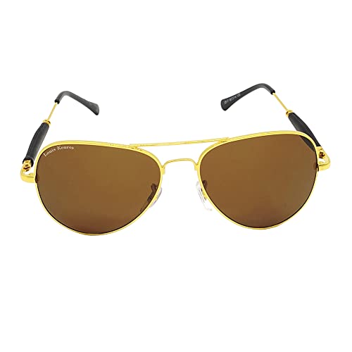 Louis Kouros Airomade Aviator Sunglasses - Gold Brown Mirror - Image 2