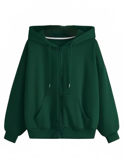 Fabitto Women's Green Casual Hoodie