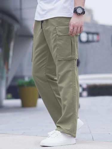 Lymio Men's Olive Green Cotton Cargo Pants - Image 2