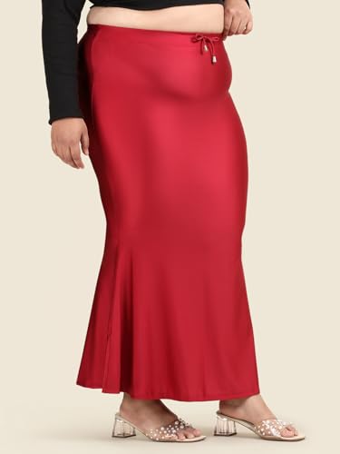 TWIN BIRDS Red Velvet Saree Shapewear for Women - Image 3