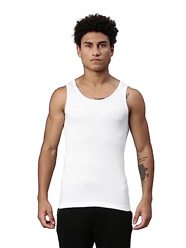 Levi Men's Cotton Rib White Vest - Image 2