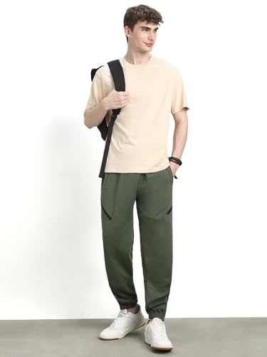 NOBERO Men's Olive Green Straight Fit Sweatpants - Image 4