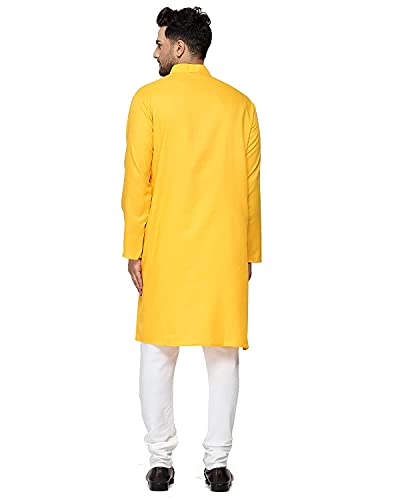 AMERICAN GOLF Men's Kurta Pyjama Set - Yellow - Image 2