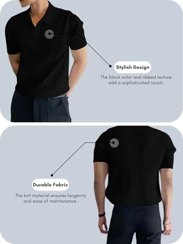 Leriya Fashion Men's Cotton Polo T-Shirt - Black - Image 4