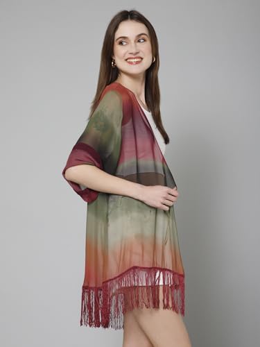 Kimono Shrug for Women - Purple & Green - Image 2