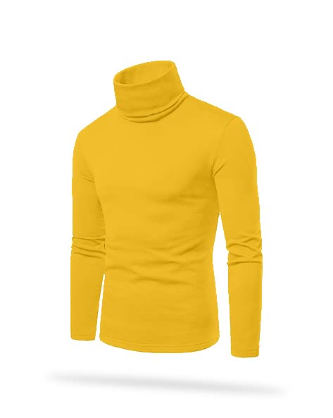 AUSK Men's Yellow High Neck T-Shirt - Image 3