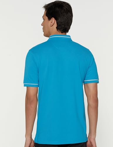 Peter England Men's Blue Polo T-Shirt - Image 2