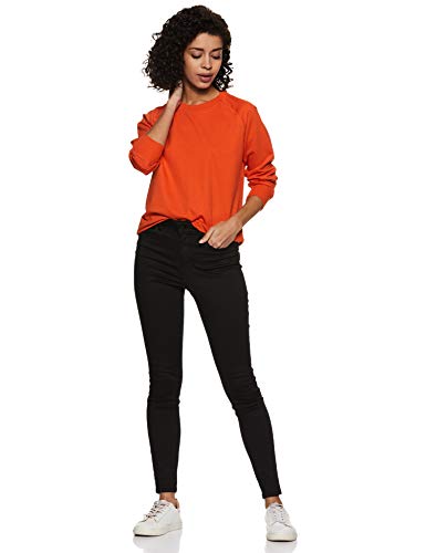 Amazon Women Cottonblend Crew Neck Sweatshirt - Tangerine - Image 5