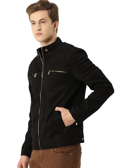 Leather Retail Black Suede Jacket for Men - Image 3