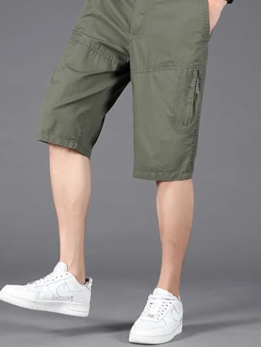 Lymio Men's Casual Cotton Shorts - Green - Image 2