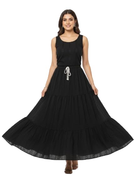 kaish Women's Crepe Blooming Flared Skirt