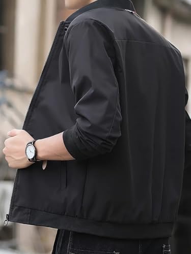 GLASGO Men's Black Bomber Jacket - Image 4