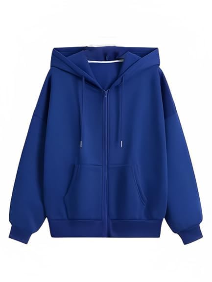 fabitto Fleece Zipper Hoodie for Women - Royal Blue