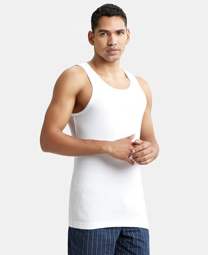 Jockey Men's White Cotton Rib Vest - Image 3