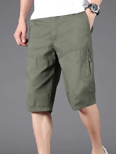 Lymio Men's Casual Cotton Shorts - Green - Image 3