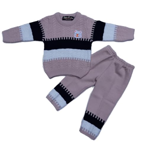 GarbGlide Baby Boy Woolen Sweater Pant Set - Peach - Image 3