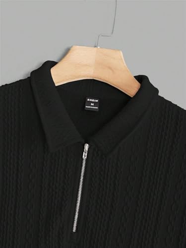 TAGDO Men Jacquard Chain Polo Shirt - Black - Image 2