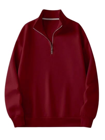 The Modern Soul Maroon Half Zip Sweatshirt for Men