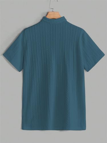 TAGDO Men's Aqua Jacquard Polo Shirt - Image 3