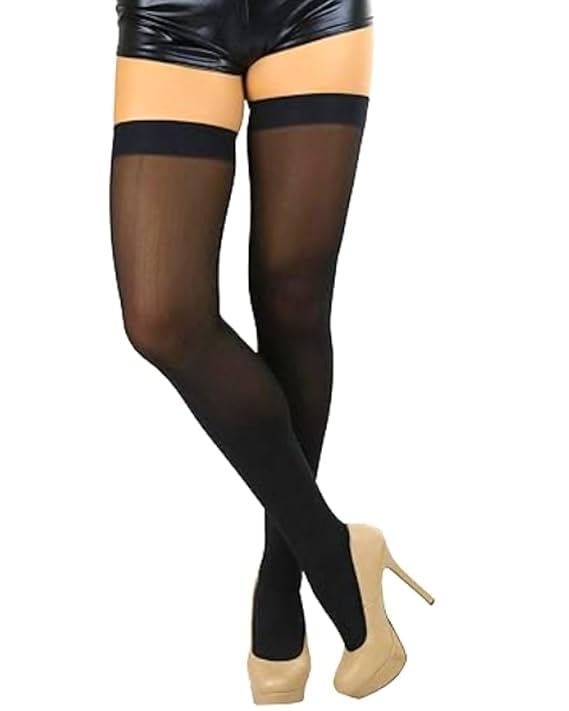 NEOBABY Thigh High Stockings for Women - Black - Image 4