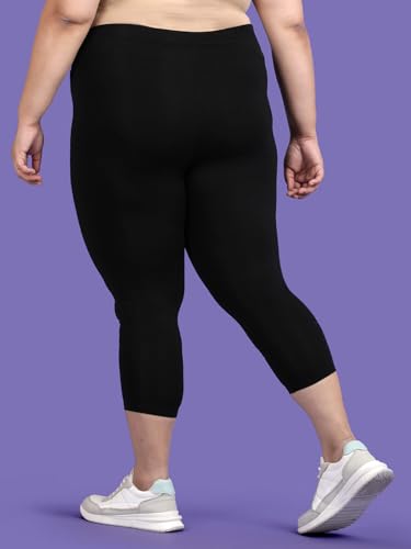 TWIN BIRDS Cotton Capri Leggings for Women - Carbon Black - Image 4