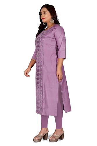 GarbGlide Women's Chanderi Cotton Kurti - Purple - Image 3