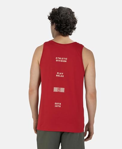 Jockey Men's Cotton Rich Graphic Printed Tank Top - Red - Image 3