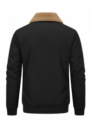 GLASGO Men's Sherpa Lined Bomber Jacket - Black - Image 4