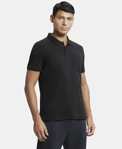 Jockey Men's Polo T-Shirt with Chest Pocket - Black - Image 2
