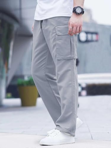 Lymio Men Cotton Cargo Pants - Light Grey - Image 2