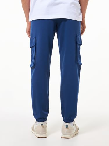 Bewakoof Men's Solid Oversized Cargo Joggers - Blue - Image 4