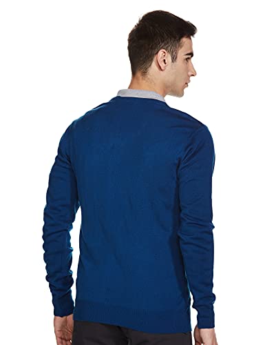 Symbol Men Acrylic V-Neck Sweater - Mid Blue - Image 2
