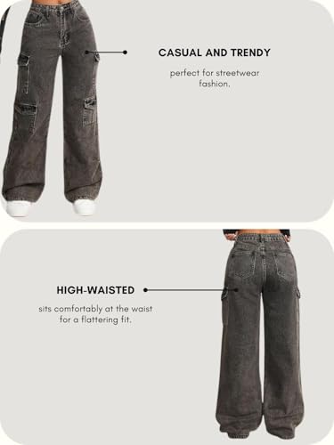GRECIILOOKS Bell Bottom Jeans for Women - Grey - Image 4