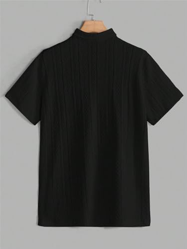 TAGDO Men Jacquard Chain Polo Shirt - Black - Image 4